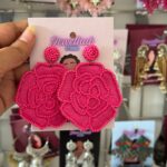 Handmade Pink Rose Earrings