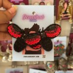 Handmade Red Bee Earrings