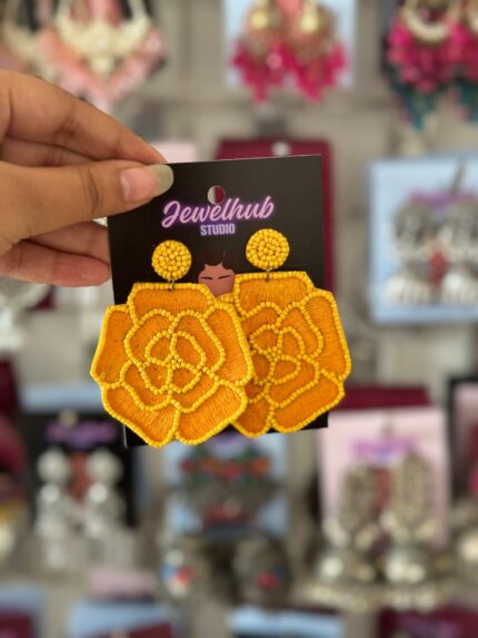 Handmade Yellow Rose Earrings