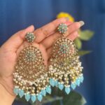 Kusha Kundan Earrings – Light Blue