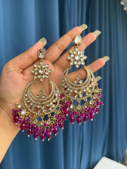 Arpita Kundan Earrings – Purple