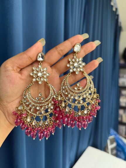 Arpita Kundan Earrings – Wine