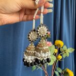 Jhumka With Sahara Kaan Chain – Black
