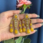 Jeevika Stone Earrings – Yellow