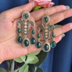 Jeevika Stone Earrings – Teal Green