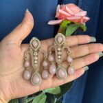 Jeevika Stone Earrings – Light Pink