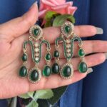 Jeevika Stone Earrings – Dark Green