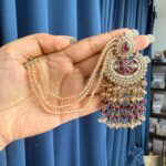 Supriya Crystal Earrings With Kaan Chain – Wine
