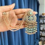 Supriya Crystal Earrings With Kaan Chain – Mint Green