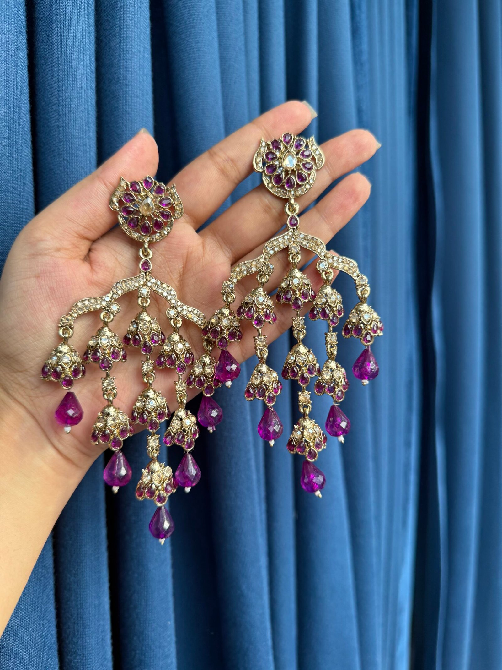 Photo-31-08-25-4-19-04-PM-scaled-1.jpg Gowri Kundan Earrings – Purple - Image 1