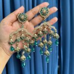 Gowri Kundan Earrings – Teal Green