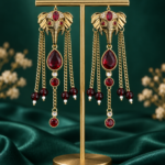 Aaranya Haathi Long Dangler Earrings – Red