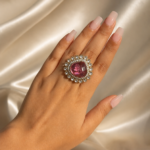 Kundan Ring – Dark Pink