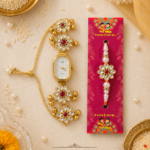 Mishka Rakhi Watch Combo for Brother and Bhabhi | Kashmiri Designer Bracelet Watch with Matching Rakhi