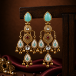 Ziya Kashmiri Chandbali Earrings – Light Blue