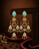 Ziya Kashmiri Chandbali Earrings – Light Blue