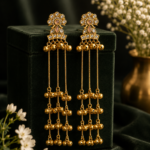 Dhara Kashmiri Long Ghungroo Earrings – Light Pink