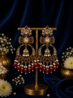 Anchal Kundan Earrings – Red