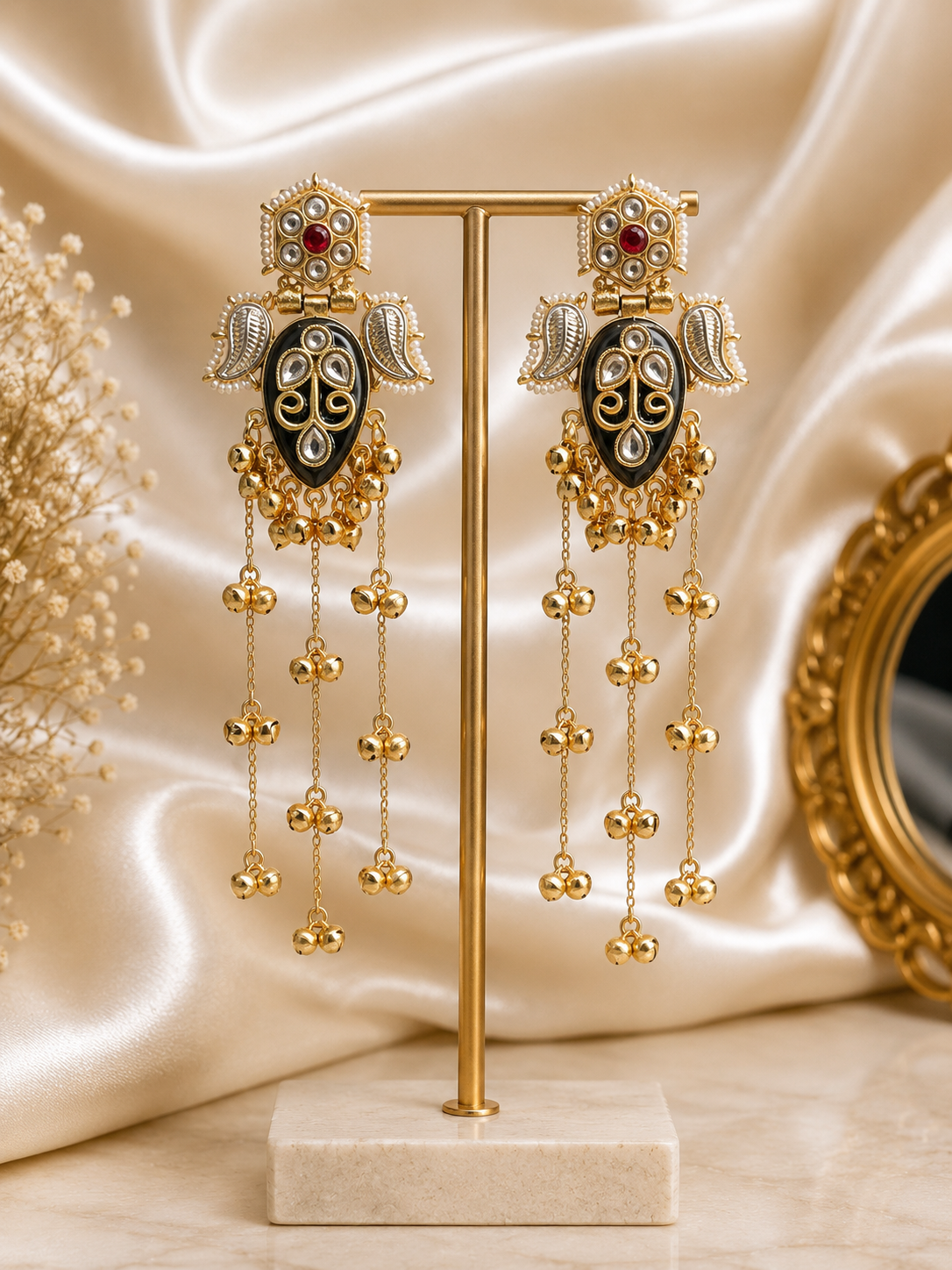 bb6ef8b2-fd7a-414e-bacf-c010c7b87118.png Mehreen Kashmiri Dejhoor Earrings – Pink Blue - Image 1