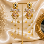 Mehreen Kashmiri Dejhoor Earrings – Dark Green Pink