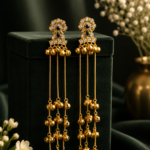 Dhara Kashmiri Long Ghungroo Earrings – Black