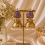 Anvika Kashmiri Golden Jhumka Earrings – Lavender