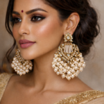 Ishani Kundan Chandbali Earrings – White