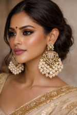 Ishani Kundan Chandbali Earrings – White