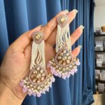 Vrinda Kundan Pearl Earrings – Lavender