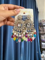 Rashika Multicolour Kundan Chandbali Earrings - Image 2
