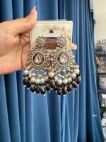 Rashika Black Kundan Chandbali Earrings - Image 2