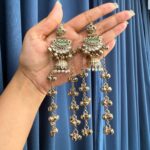Sanyukta Kashmiri Long Earrings – Mint Green