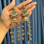 Sanyukta Kashmiri Long Earrings – Dark Green