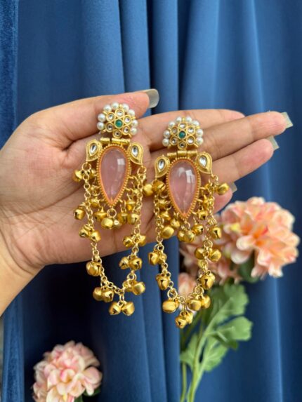Kashmiri Stone Ghungru Earrings – Multi