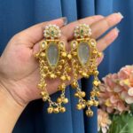 Kashmiri Stone Ghungru Earrings – Mint Green