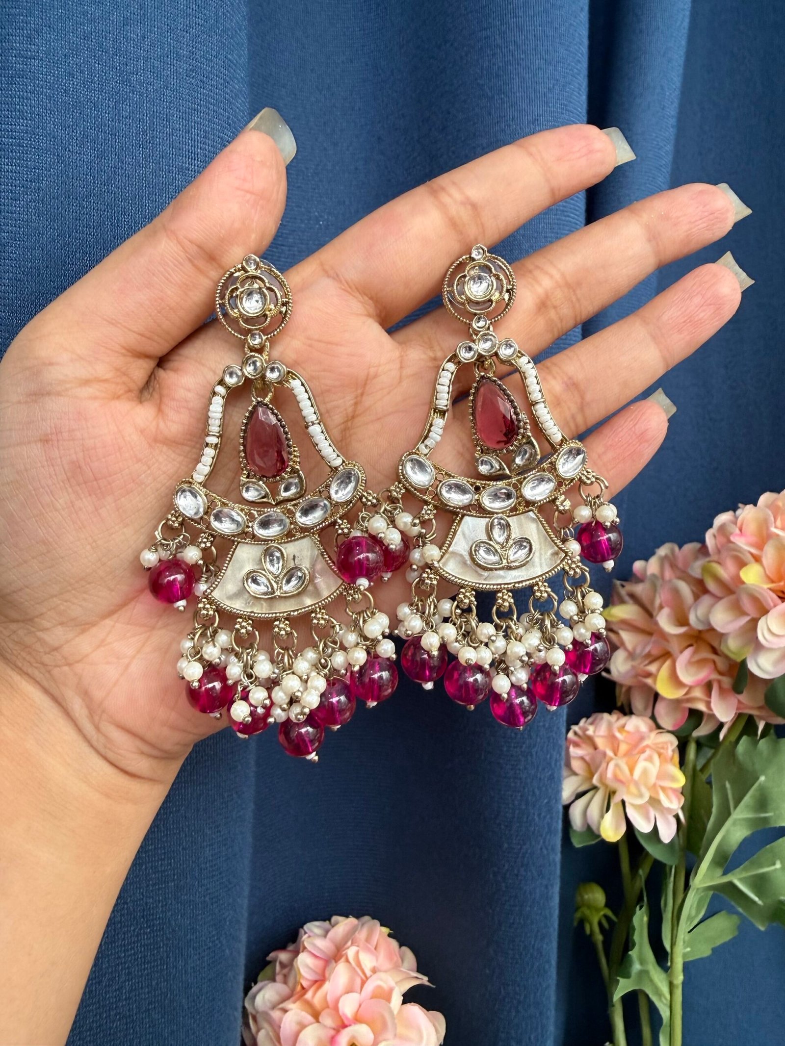 img_0431-scaled-1.jpeg Radhika Kundan Earrings – Purple - Image 1