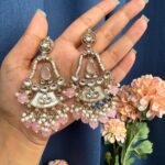 Radhika Kundan Earrings – Light Pink