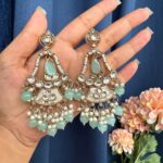 Radhika Kundan Earrings – Mint Green