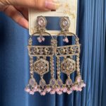 Nishika Kundan Earrings – Light Pink