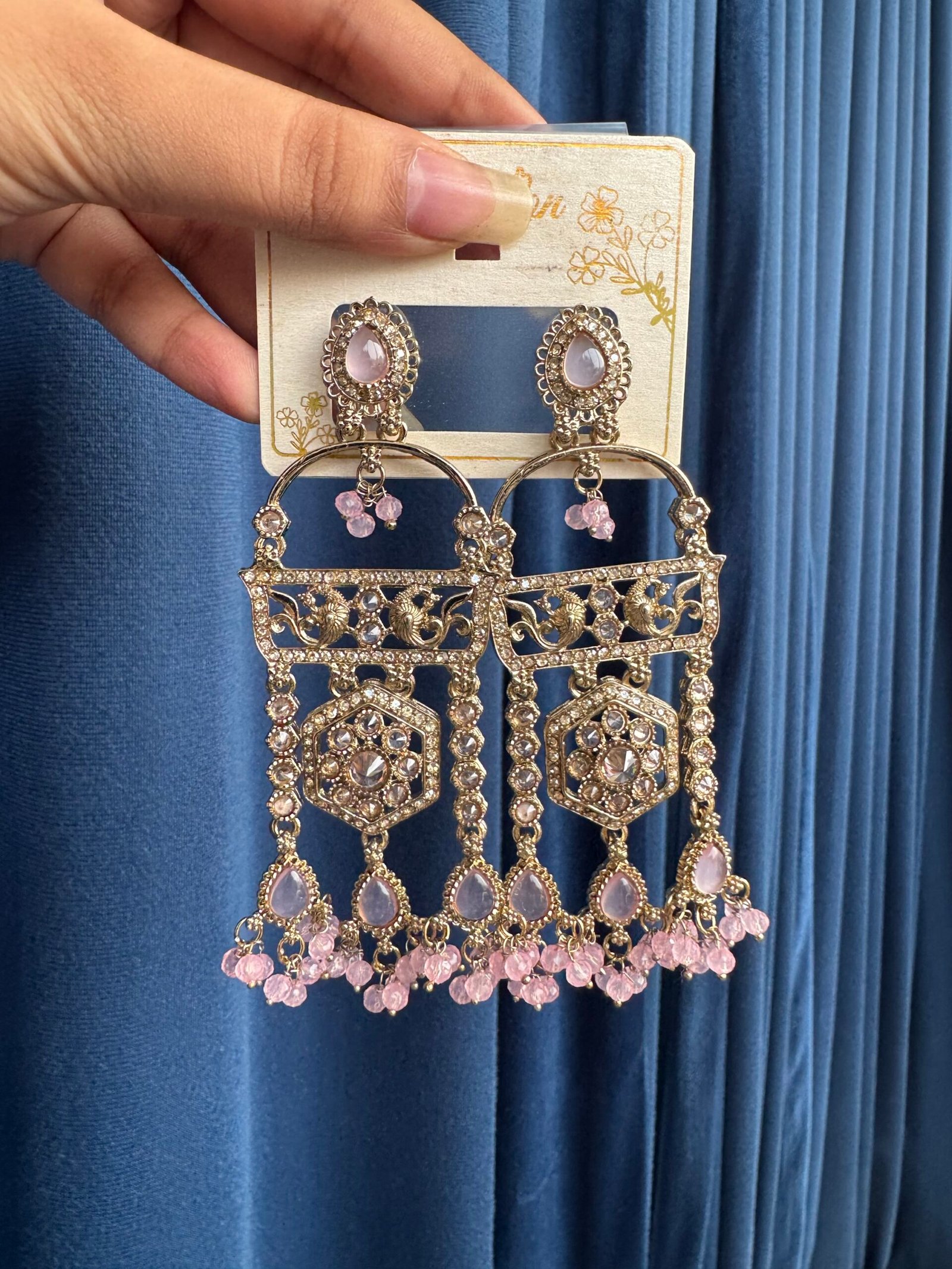 img_0636-scaled-1.jpeg Nishika Kundan Earrings – Light Pink - Image 1