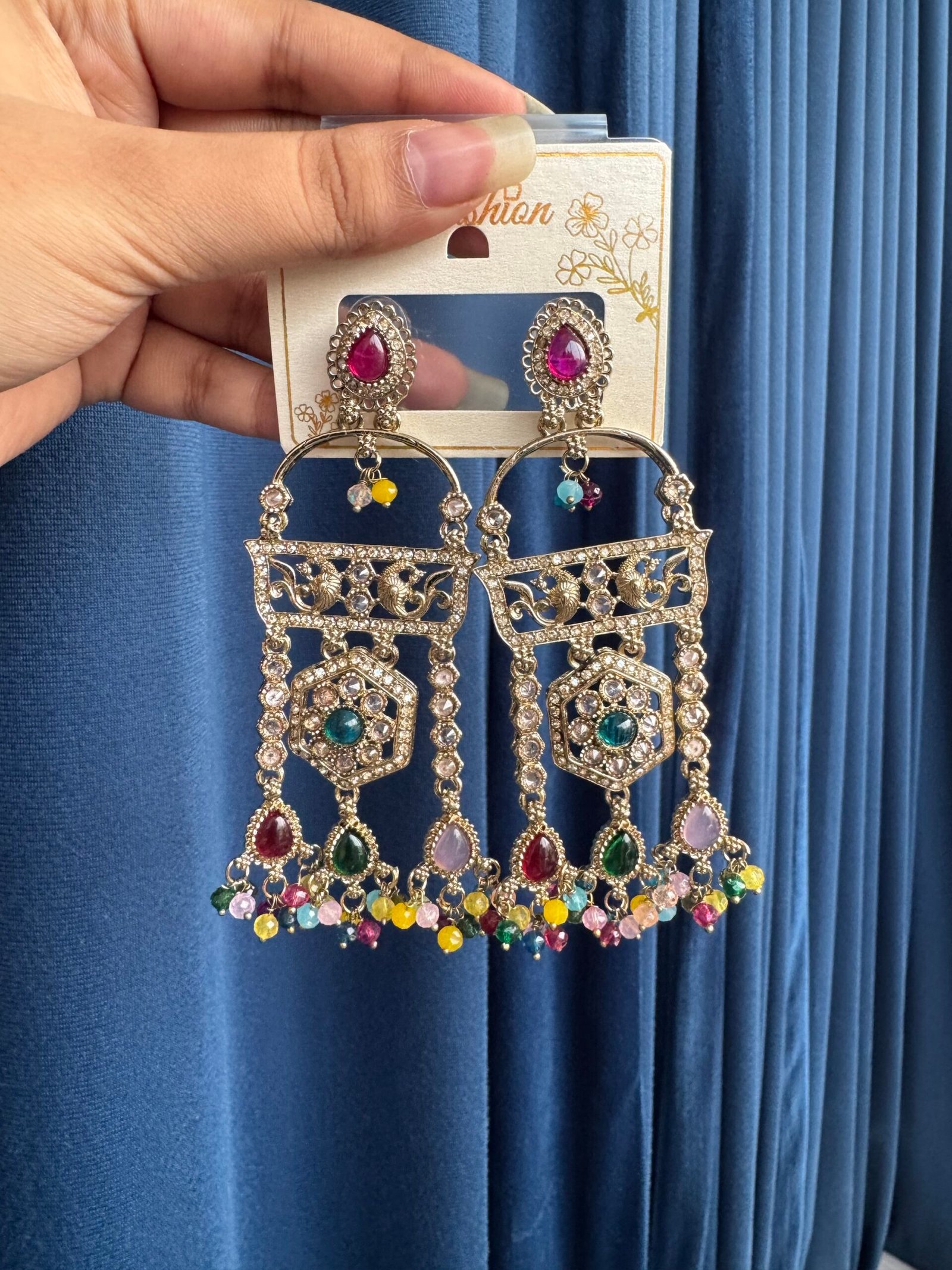 img_0637-scaled-1.jpeg Nishika Kundan Earrings – Multi - Image 1