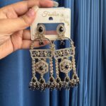 Nishika Kundan Earrings – Black