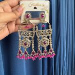Nishika Kundan Earrings – Dark Pink