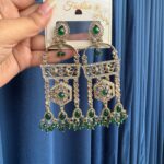Nishika Kundan Earrings – Dark Green