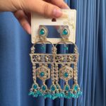 Nishika Kundan Earrings – Teal Green