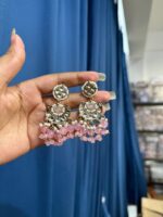 Seerat Kundan Earrings – Light Pink - Image 2