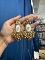 Zariya Kashmiri Long Dangler Earrings – White - Image 2