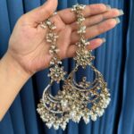 Meher Kundan Earrings With Kaan Chain – White