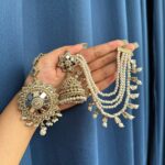Kashi Kundan Jhumka Earrings with Kaan Chain and Mang Tikka – Bridal Sahara Set