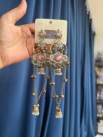 Jasmine Kashmiri Long Ghungroo Earrings – Light Pink - Image 2
